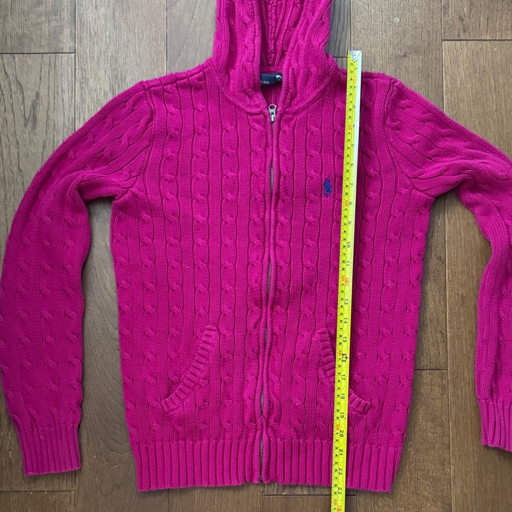 Ralph Lauren Fuchsia Cable-Knit Zip Hoodie - Picture 3 of 9